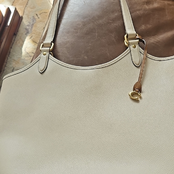 Coach Beige Leather Tote with Gold Accents - Picture 1 of 1